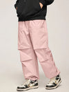 Pink Elastic Waist Parachute Pants With Drawstring Leg Opening 4