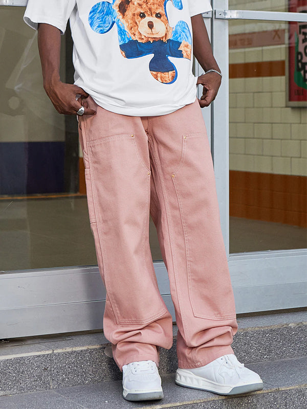 Pink Straight Leg Cargo Pants 2