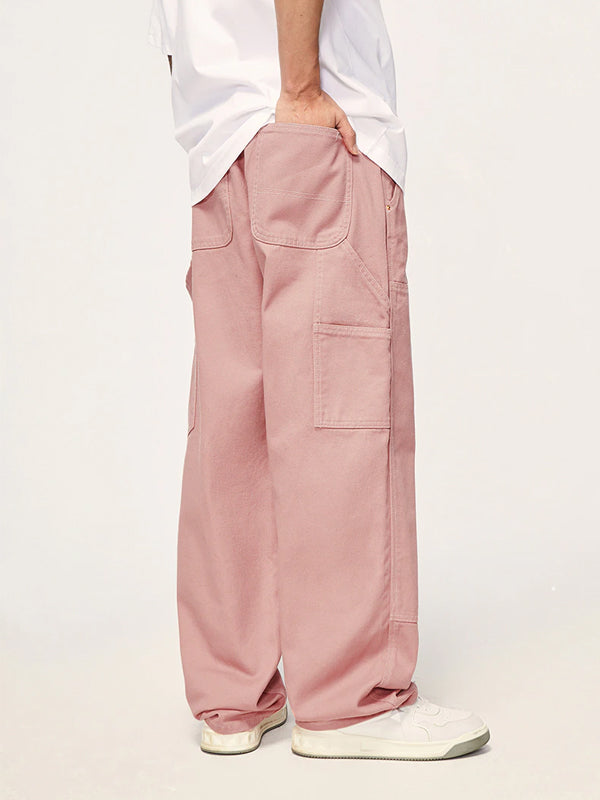 Pink Straight Leg Cargo Pants 4