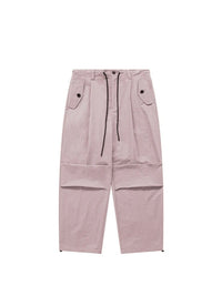 Pink Wide Leg Parachtute Pants with Adjustable Leg Opening