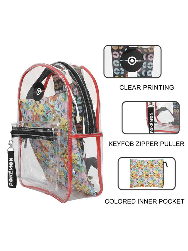 Pokémon Clear Vinyl Backpack & All Over Print Utility Case 10
