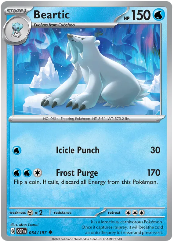 Pokemon Scarlet & Violet Obsidian Flames Beartic Card