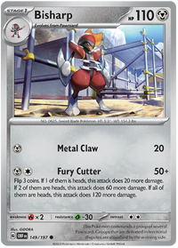 Pokemon Scarlet & Violet Obsidian Flames Bisharp Card