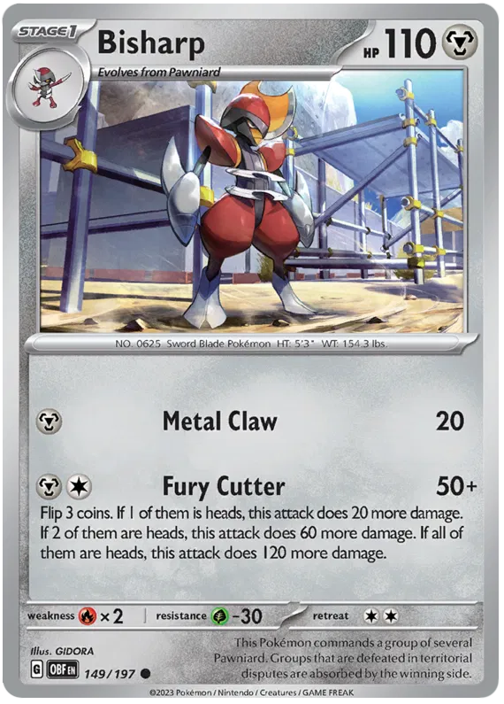 Pokemon Scarlet & Violet Obsidian Flames Bisharp Card