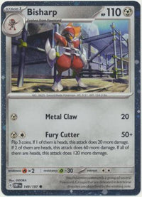 Pokemon Scarlet & Violet Obsidian Flames Bisharp Card galaxy holo promo
