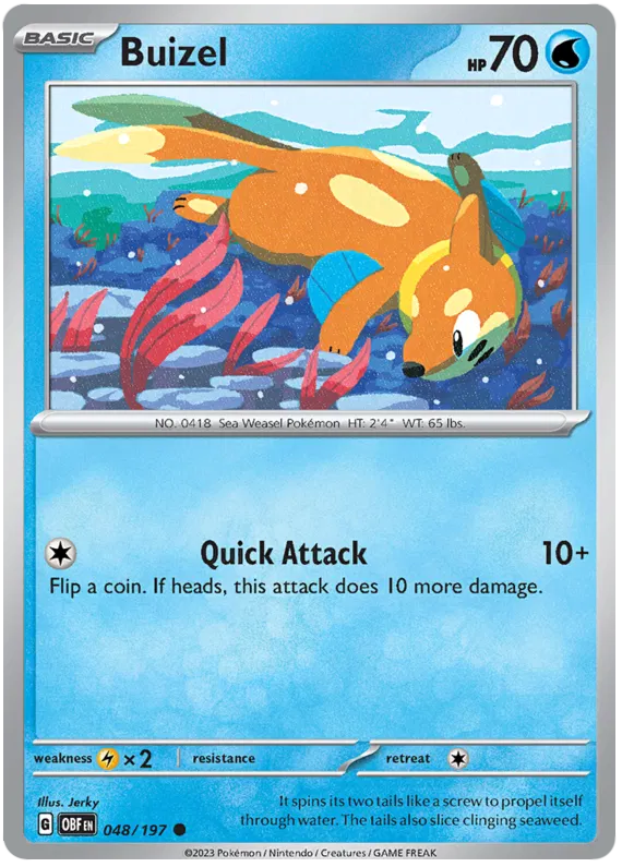 Pokemon Scarlet & Violet Obsidian Flames Buizel Card