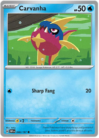 Pokemon Scarlet & Violet Obsidian Flames Carvanha Card