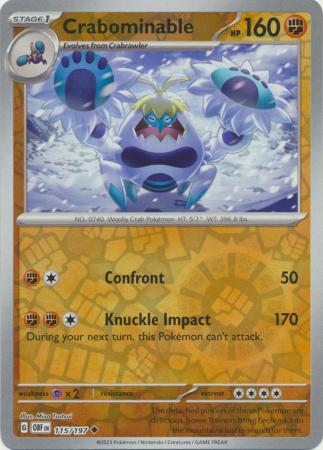 Pokemon Scarlet & Violet Obsidian Flames Crabominable Card reverse
