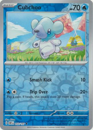 Pokemon Scarlet & Violet Obsidian Flames Cubchoo Card reverse