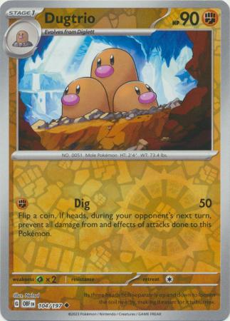 Pokemon Scarlet & Violet Obsidian Flames Dugtrio Card reverse
