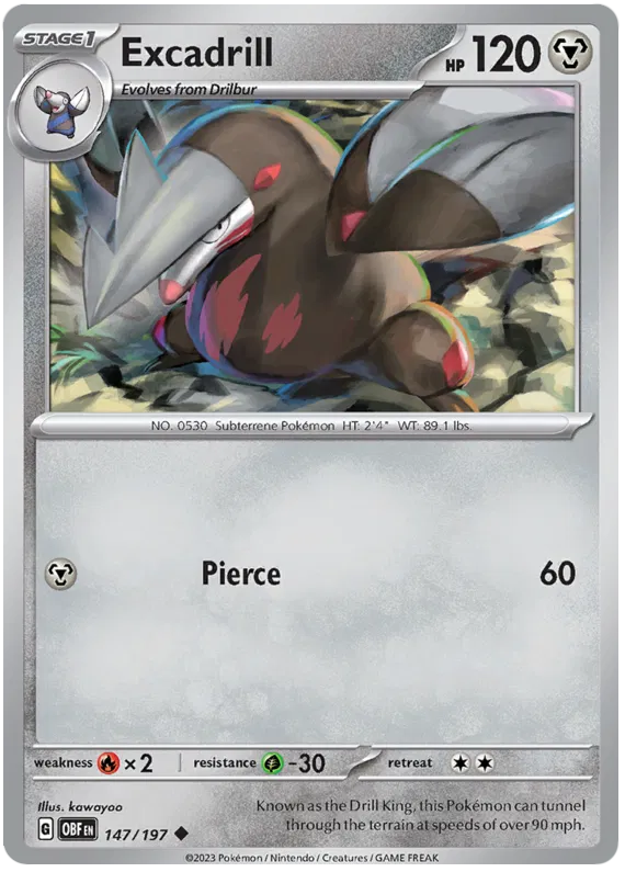 Pokemon Scarlet & Violet Obsidian Flames Excadrill Card