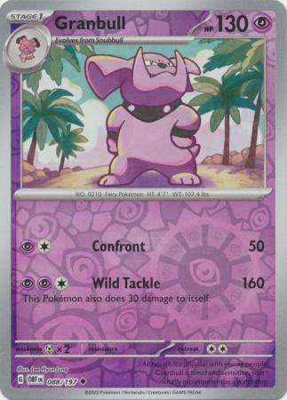 Pokemon Scarlet & Violet Obsidian Flames Granbull Card reverse