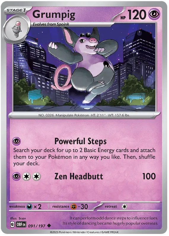 Pokemon Scarlet & Violet Obsidian Flames Grumpig Card