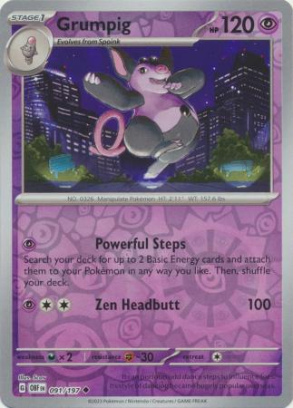 Pokemon Scarlet & Violet Obsidian Flames Grumpig Card reverse