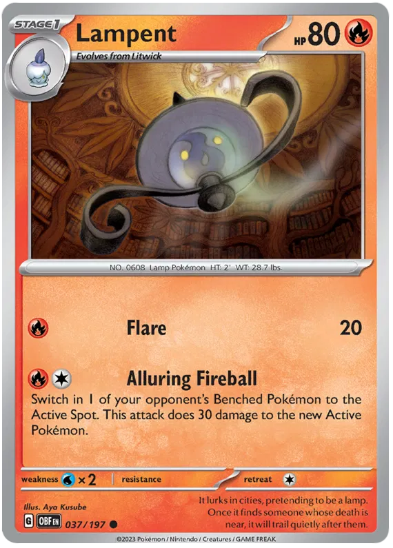 Pokemon Scarlet & Violet Obsidian Flames Lampent Card