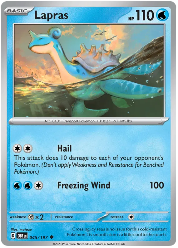 Pokemon Scarlet & Violet Obsidian Flames Lapras Card