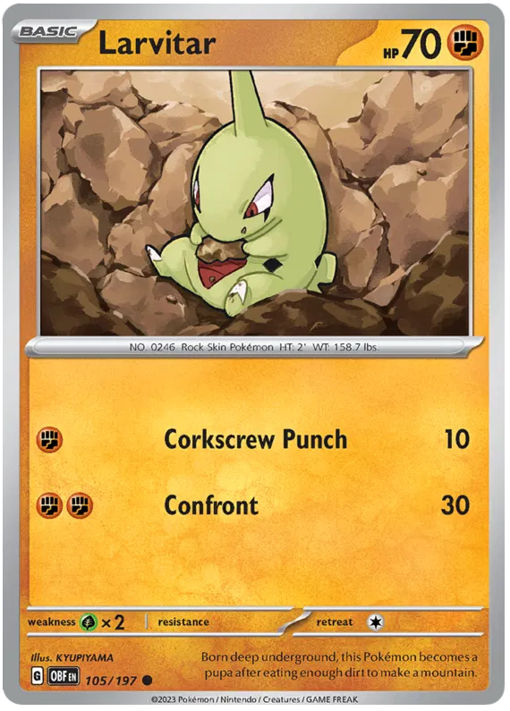 Pokemon Scarlet & Violet Obsidian Flames Larvitar Card
