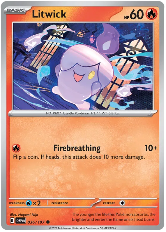 Pokemon Scarlet & Violet Obsidian Flames Litwick Card