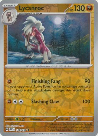 Pokemon Scarlet & Violet Obsidian Flames Lycanroc Card reverse