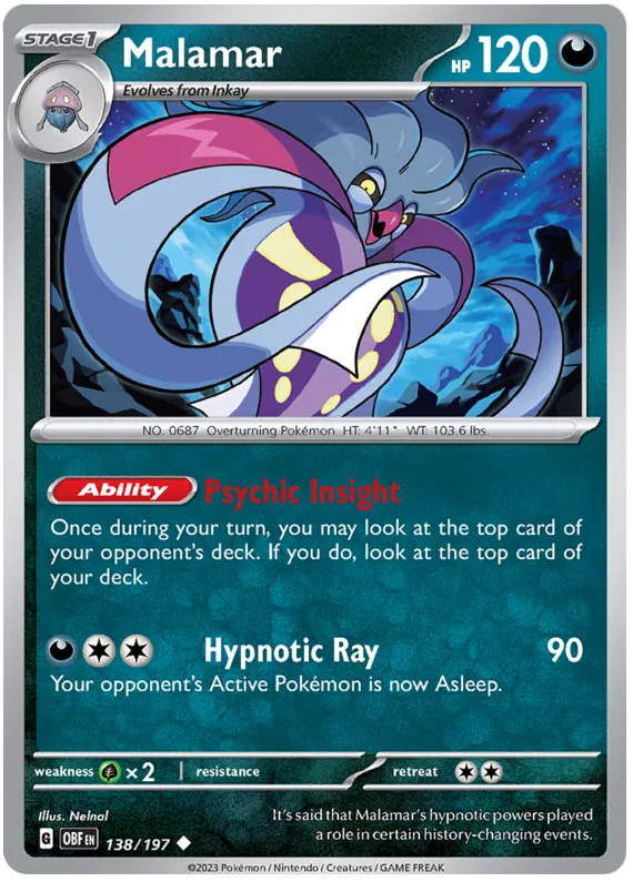 Pokemon Scarlet & Violet Obsidian Flames Malamar Card
