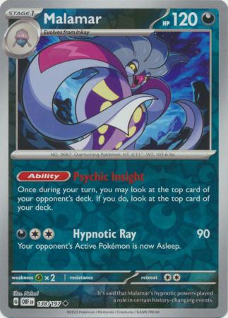 Pokemon Scarlet & Violet Obsidian Flames Malamar Card reverse