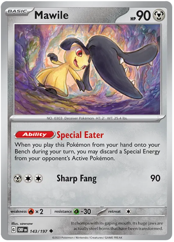 Pokemon Scarlet & Violet Obsidian Flames Mawile Card #143