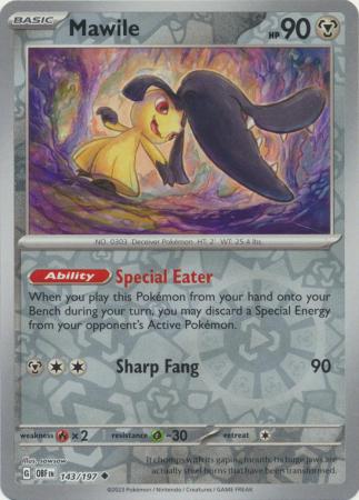 Pokemon Scarlet & Violet Obsidian Flames Mawile Card #143 reverse