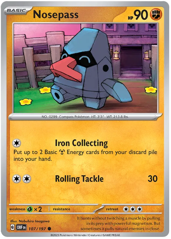 Pokemon Scarlet & Violet Obsidian Flames Nosepass Card