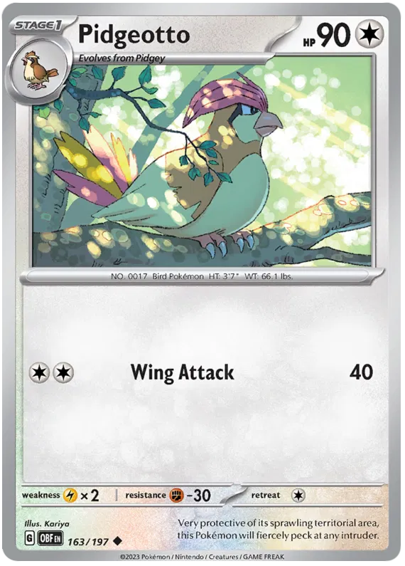 Pokemon Scarlet & Violet Obsidian Flames Pidgeotto Card