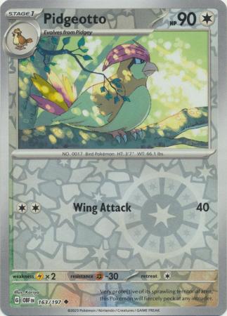 Pokemon Scarlet & Violet Obsidian Flames Pidgeotto Card Reverse