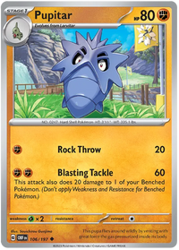 Pokemon Scarlet & Violet Obsidian Flames Pupitar Card