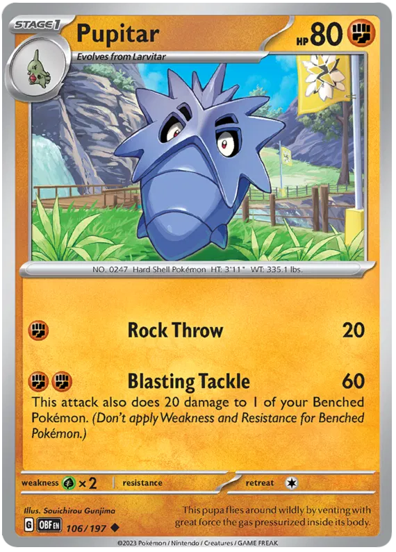 Pokemon Scarlet & Violet Obsidian Flames Pupitar Card
