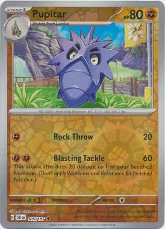 Pokemon Scarlet & Violet Obsidian Flames Pupitar Card reverse