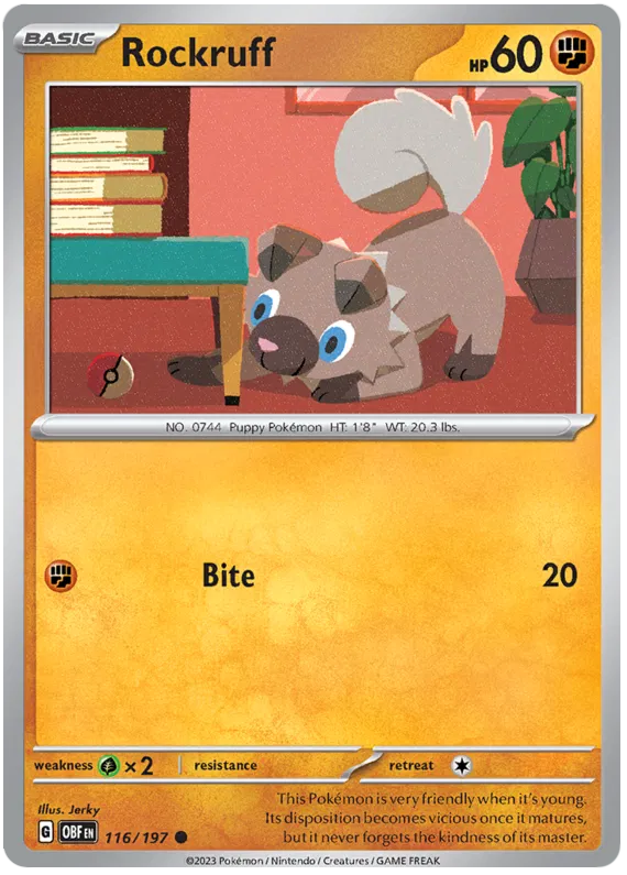 Pokemon Scarlet & Violet Obsidian Flames Rockruff Card