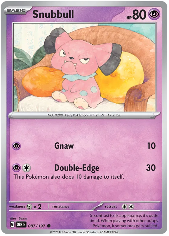 Pokemon Scarlet & Violet Obsidian Flames Snubbull Card