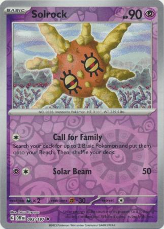 Pokemon Scarlet & Violet Obsidian Flames Solrock Card reverse