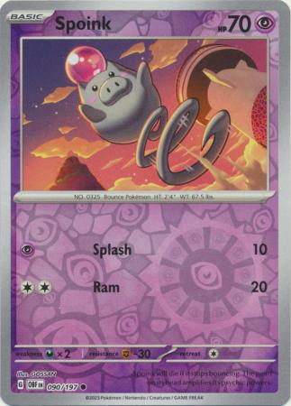 Pokemon Scarlet & Violet Obsidian Flames Spoink Card reverse
