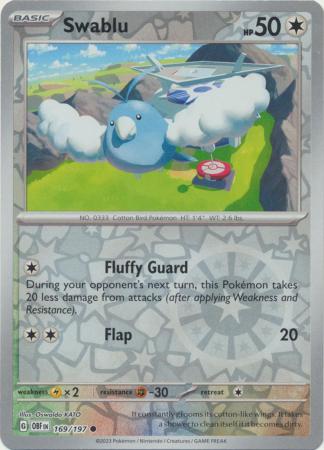 Pokemon Scarlet & Violet Obsidian Flames Swablu Card reverse