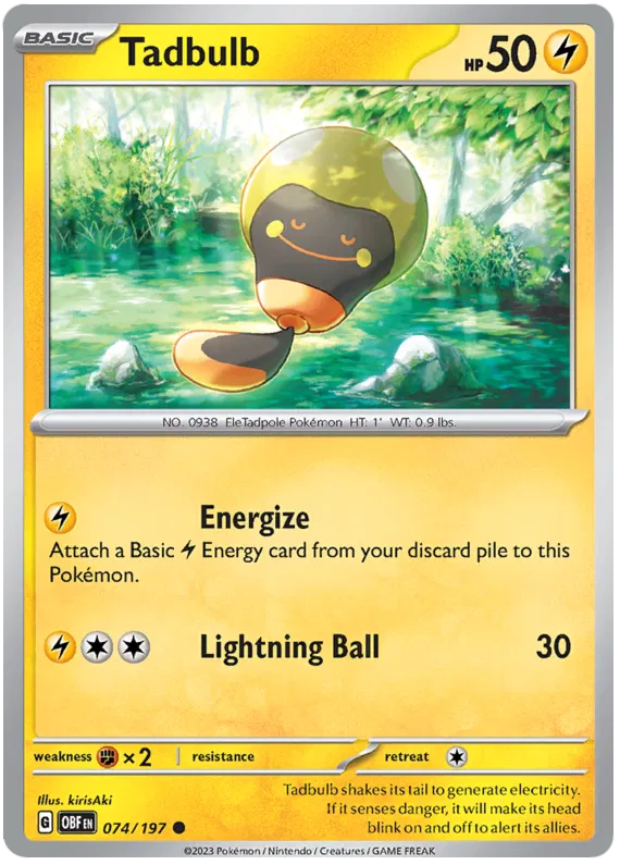 Pokemon Scarlet & Violet Obsidian Flames Tadbulb Card #074