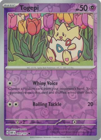 Pokemon Scarlet & Violet Obsidian Flames Togepi Card reverse