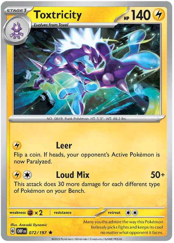 Pokemon Scarlet & Violet Obsidian Flames Toxtricity Card