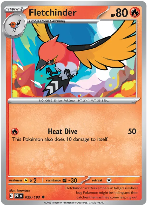 Pokemon Scarlet & Violet Paldea Evolved Fletchinder Card