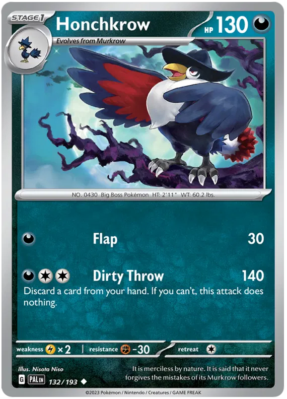 Pokemon Scarlet & Violet Paldea Evolved Honchkrow Card