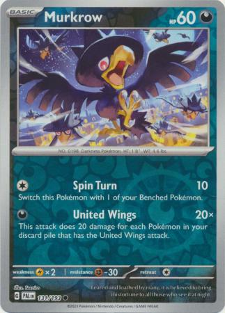 Pokemon Scarlet & Violet Paldea Evolved Murkrow Card reverse