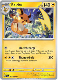 Pokemon Scarlet & Violet Paldea Evolved Raichu Card