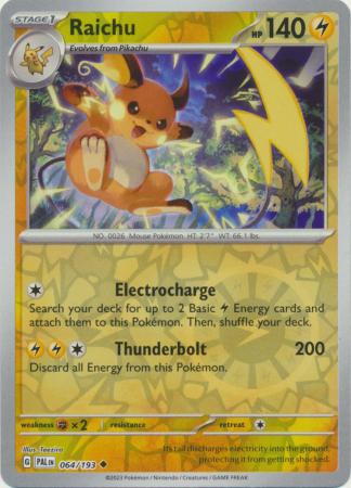 Pokemon Scarlet & Violet Paldea Evolved Raichu Card reverse