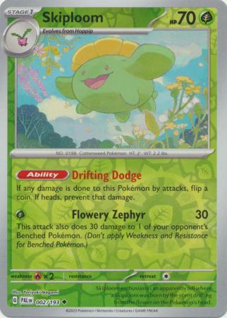 Pokemon Scarlet & Violet Paldea Evolved Skiploom Card reverse