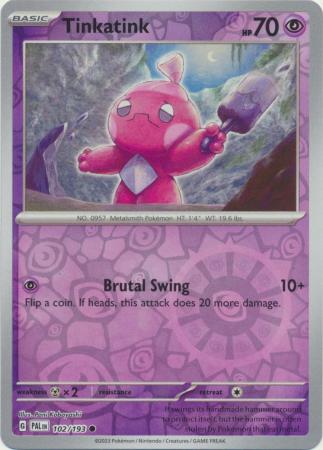 Pokemon Scarlet & Violet Paldea Evolved Tinkatink Card reverse