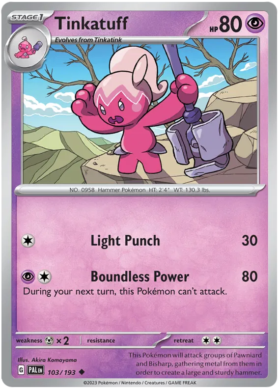 Pokemon Scarlet & Violet Paldea Evolved Tinkatuff Card