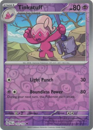 Pokemon Scarlet & Violet Paldea Evolved Tinkatuff Card reverse